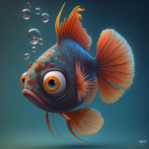 Fish with big eyes in Disney style