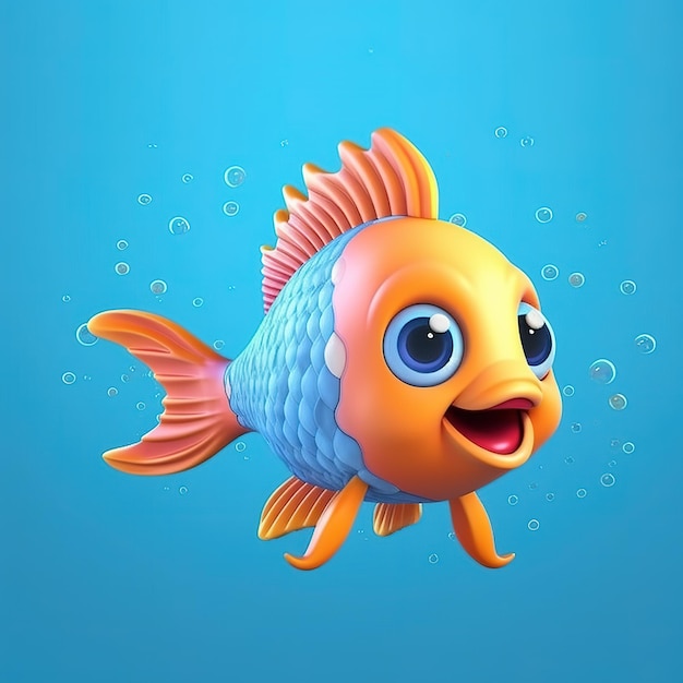 A fish with blue eyes and a blue background