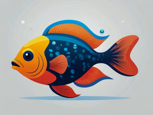 a fish with a blue and orange face is shown in this illustration