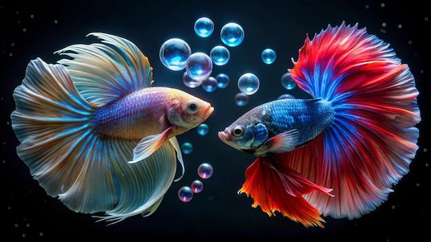 a fish with a colorful tail is swimming in water