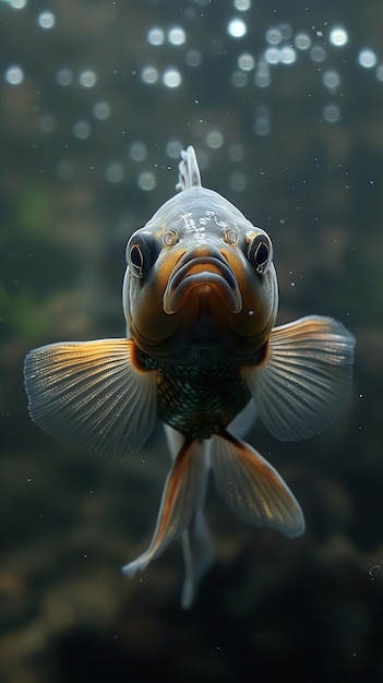 Photo a fish with a fish head sticking out of its mouth