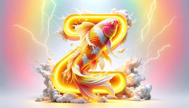 a fish with a rainbow on its tail