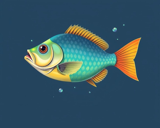 A fish with a sad face is swimming in a coral reef