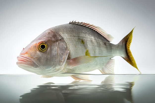 A fish with a yellow tail and a yellow tail