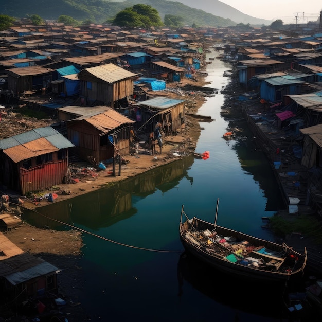 Fisherman village on the Mekong river in Vietnam Asia