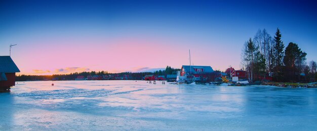 Fisherman village at winter