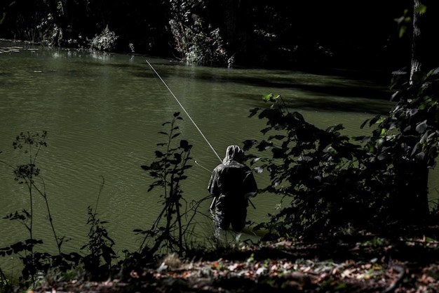 Fisherman with a fishing rod