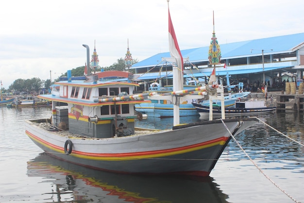 fishing boat anchored in the harbour