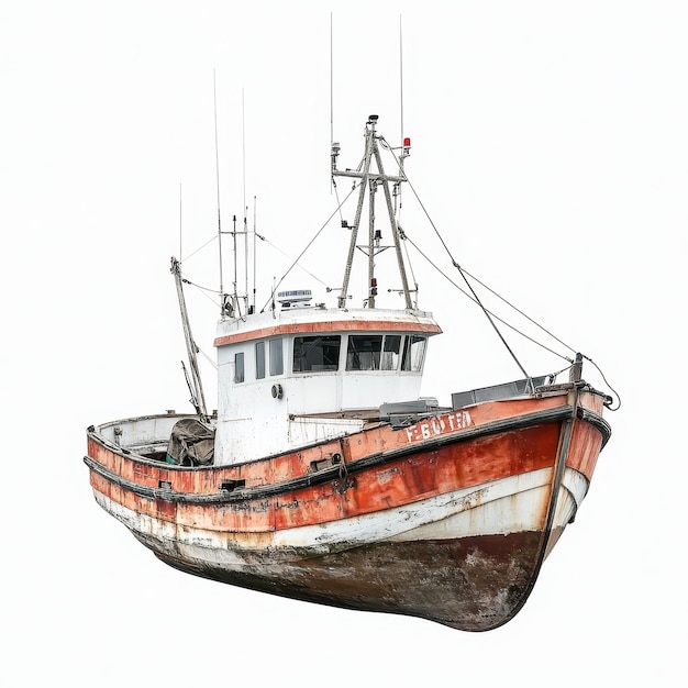 Fishing boat isolated on a solid white background