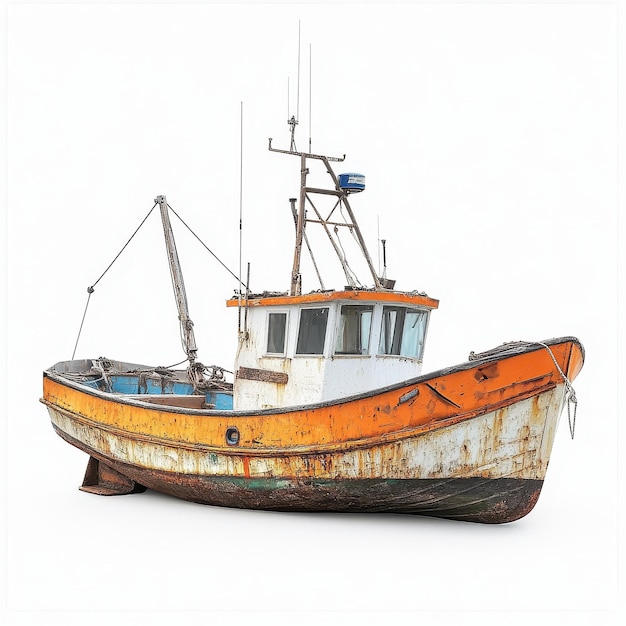 Fishing boat isolated on a solid white background