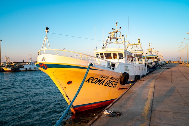 fishing boats in Fiumicino port.