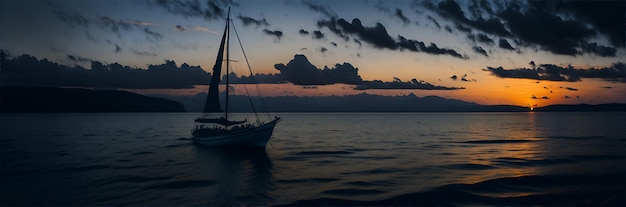 Fishing boats floating on the sea Ai Generated