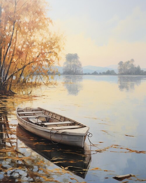 Photo fishing boats oil painting on canvas