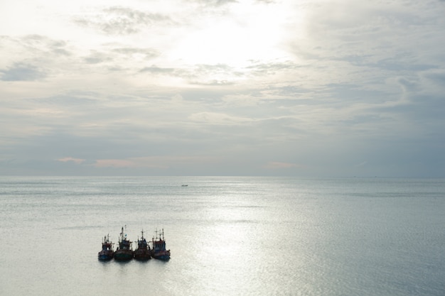 Fishing boats in sea