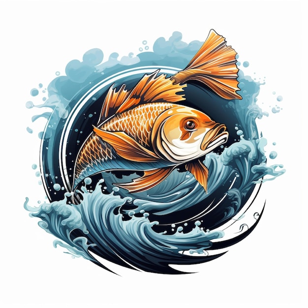 Fishing fish illustration