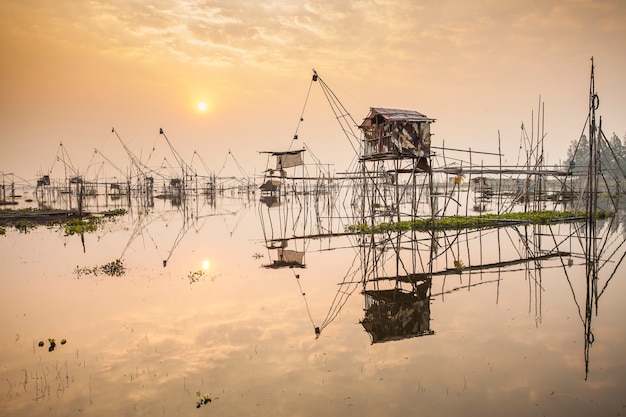 Fishing flattering,Tuek Sadung   in thailand ,on sunrise