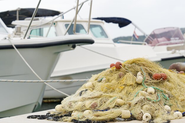 Fishing nets closeup Bunch of fishing nets tangled together fishermen backdrop