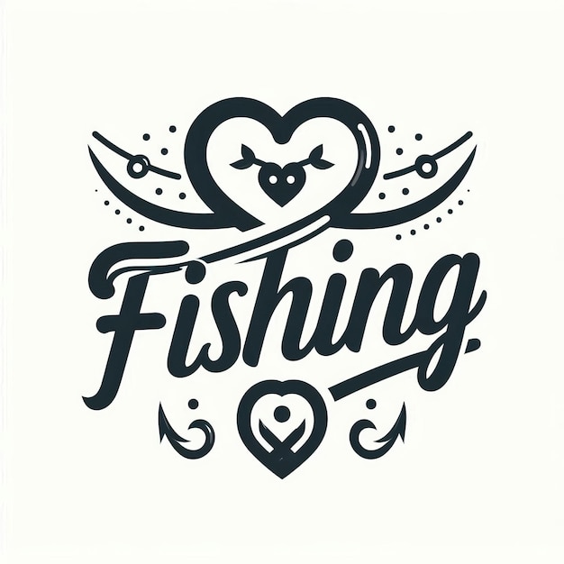 Fishing Passion Heart Hook Logo Design