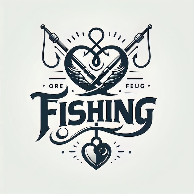 Fishing Passion Heart Hook Logo Design