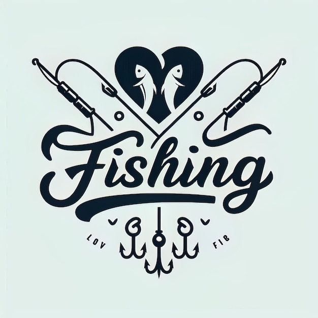 Fishing Passion Heart Hook Logo Design