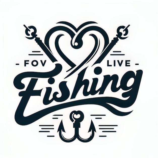 Photo fishing passion heart hook logo design