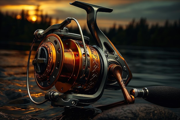 Fishing reel closeup Generative AI