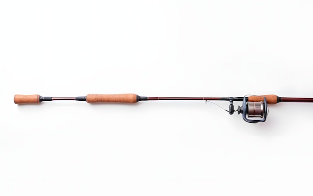 A fishing rod with a wooden handle and a wooden handle.