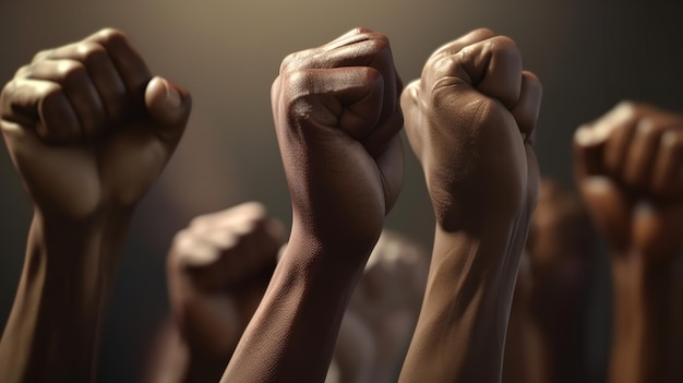 Fists raised in commemoration of Juneteenth and African Liberation Day Generative Ai