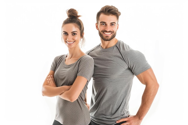 Fit Couple on White Background