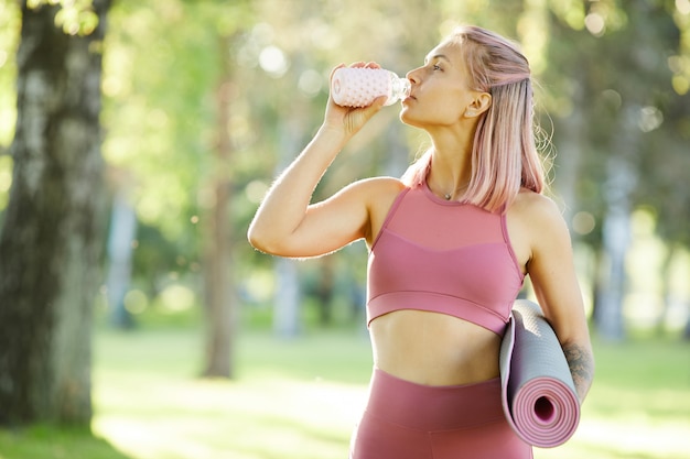 Fit woman after sports training