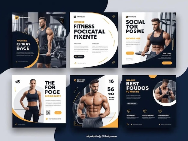 Photo fitness banner for social media template