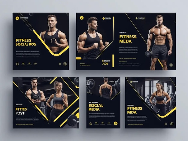 Photo fitness banner for social media template