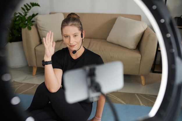 Fitness Blogger Doing Seated Twist Pose