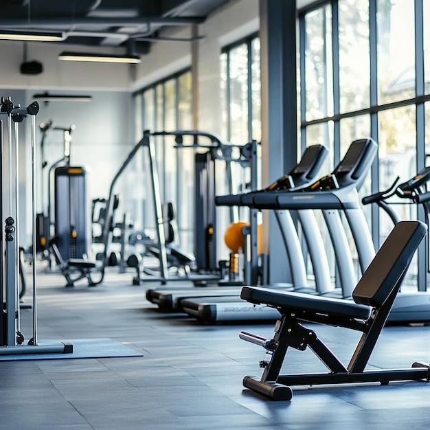 Photo fitness center and equipment fitness background