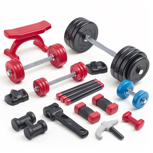 A fitness enthusiasts gift set with gym equipment and accessories