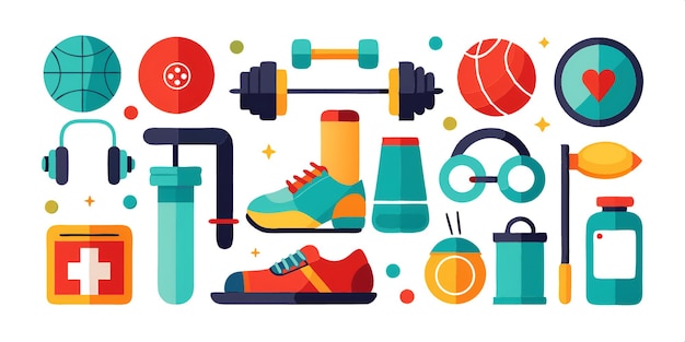 Photo fitness equipment and sport icons