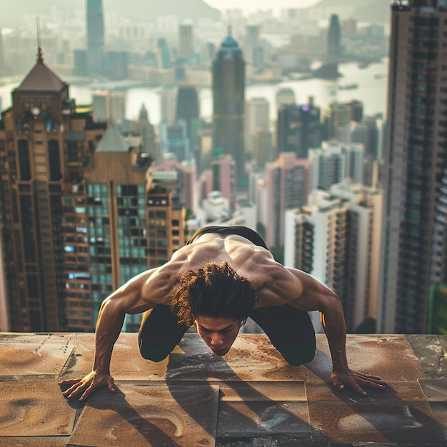 Fitness with a View Rooftop PushUps in the Heart of the City