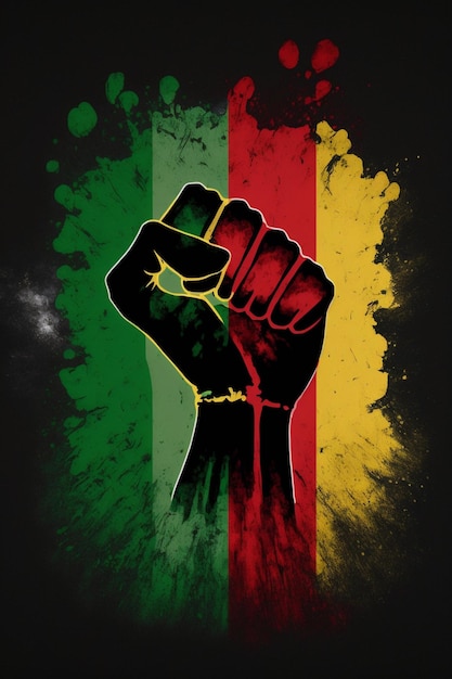 Five fists PanAfrican flag Generative Ai