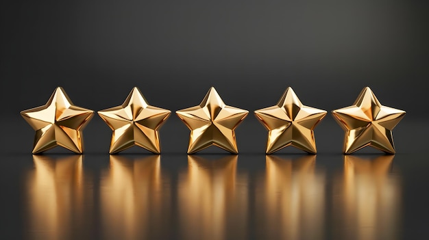 Five Gold rating star symbol of customer satisfaction review service best quality ranking icon