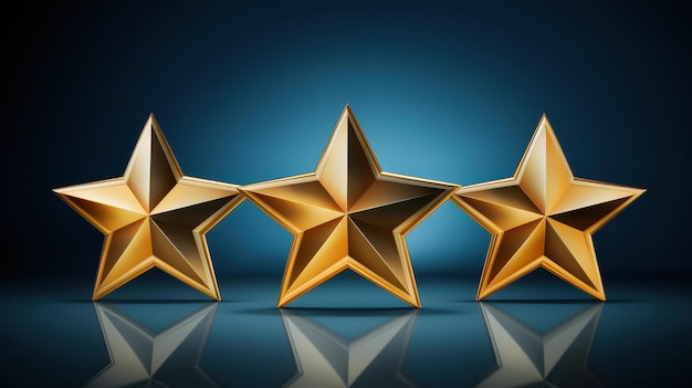 Five gold stars aligned on a dark blue background create a stunning visual effect