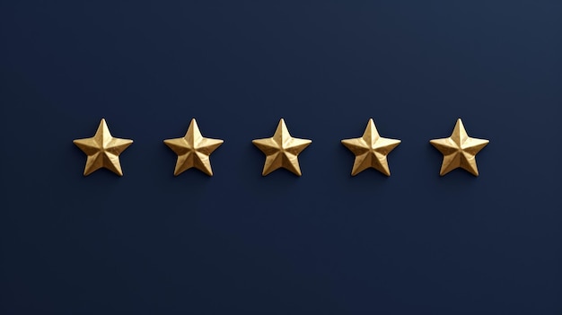 Five golden stars on dark blue background