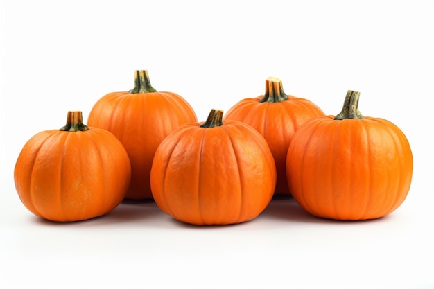 Five Halloween Pumpkins isolated on white background