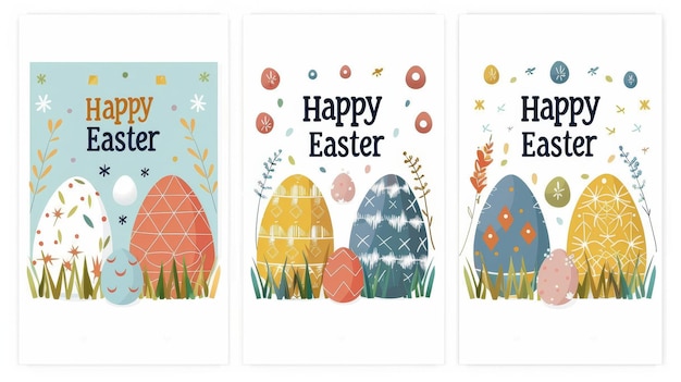 Five Simple Vector Easter Posters Featuring Colorful Egg Designs