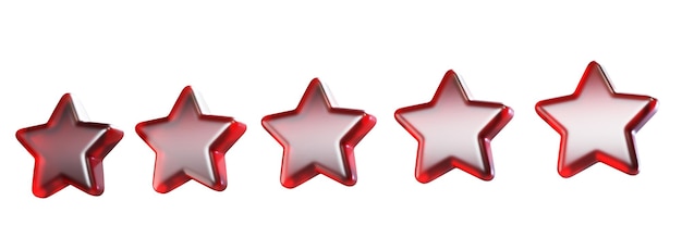 Five stars glossy Customer rating feedback concept from the client about employee of website Realistic 3d render design of the object For mobile applications