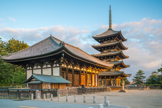 Five story pagoda Kofukuji temple at Nara , Japan