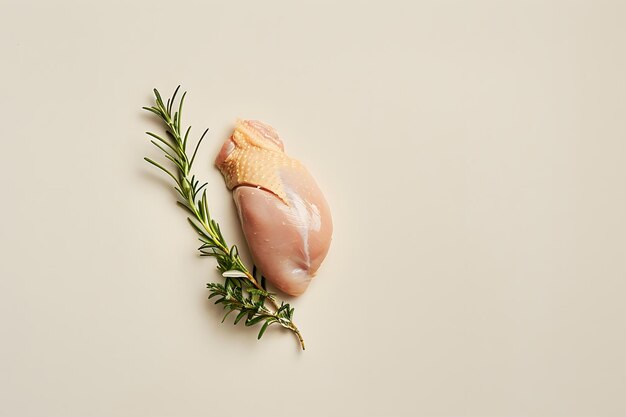 Photo five uncooked chicken breasts neatly arranged on a plain white background garnished with fresh parsley ready for cooking and meal preparation