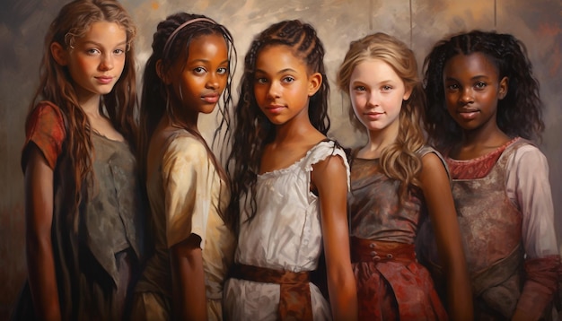 five young beautiful girls