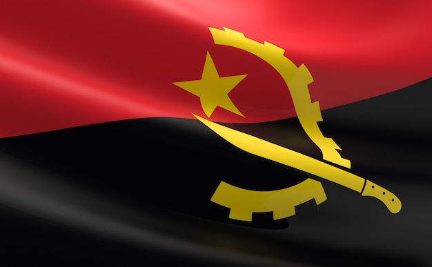 Flag of Angola. Illustration of the Angolan flag waving.