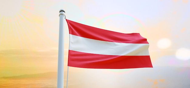 Flag of austria 3d Flag waving banner and background