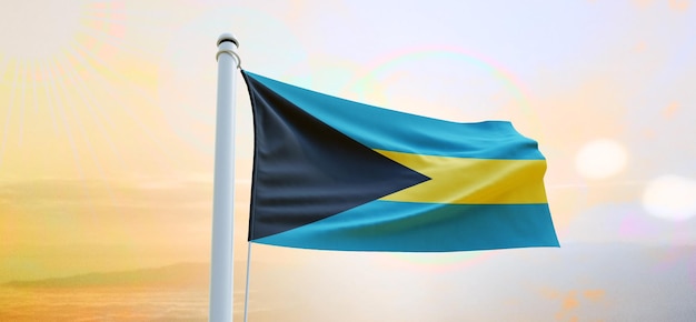 Flag of bahamas 3d Flag waving banner and background